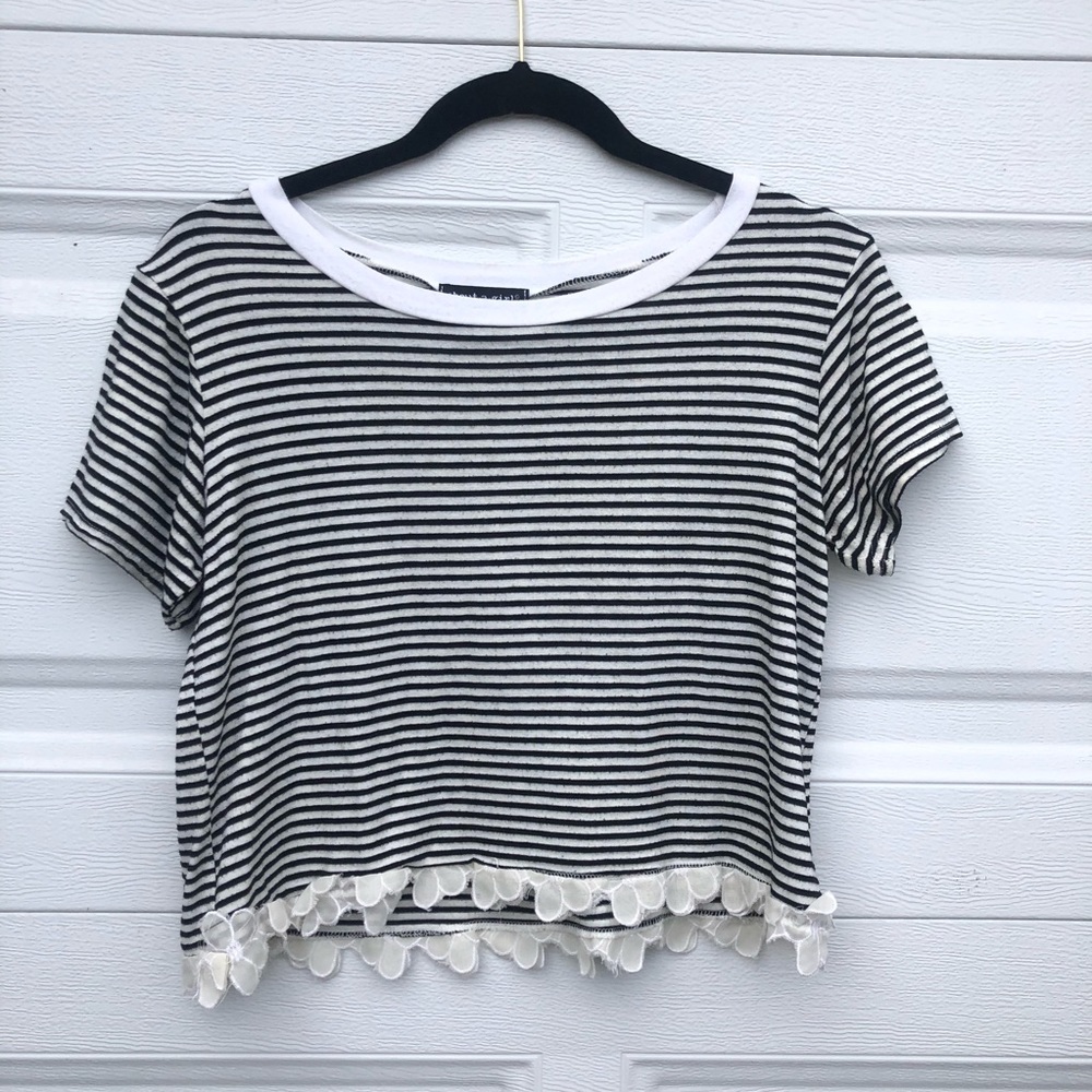 Striped crop top with flow hem